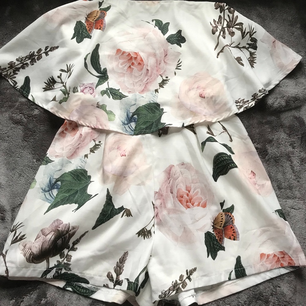 Flowy White Floral Romper